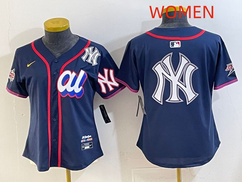 Women 2025 New York Yankees Blank Drak Blue All star Nike MLB Jersey style 014->women mlb jersey->Women Jersey